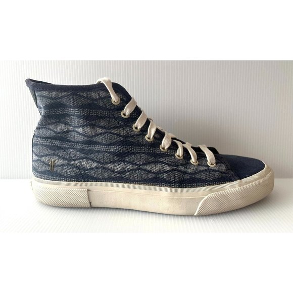 Frye Other - FRYE Blue Canvas High Top Sneakers w/ Geometric Print, Size 11